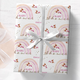 Regnbåge Fjärilar Baby Shower Pastell Rosa Presentpapper