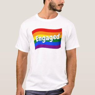 Regnbåge Flagga Engagerad gifta sig HBT HBT TQ T Shirt