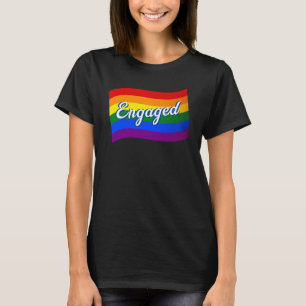 Regnbåge Flagga Engagerad gifta sig HBT HBT TQ T Shirt