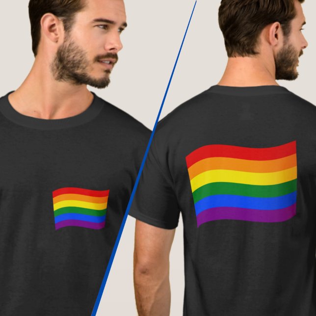 Regnbåge Flagga Gay pride LGBTQ 2-sidutskrift T Shirt (Skapare uppladdad)
