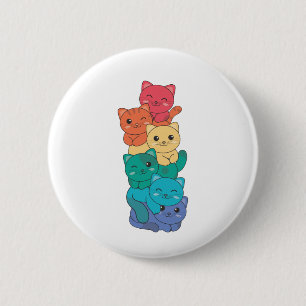 Regnbåge Flagga Gay pride Lgbtq Cat Cute Cat Knapp