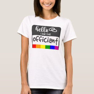 Regnbåge Flagga Hej Namn Badge Tjänsteman T Shirt
