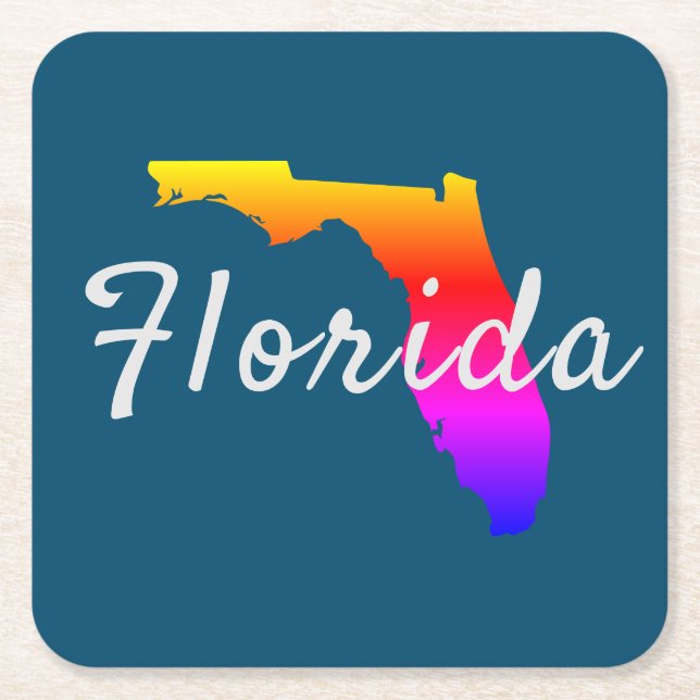 Regnbåge Florida Statens Silhuett Underlägg Papper Kvadrat (Framsidan)