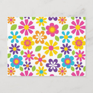 Regnbåge Flower Power Hippie Retro Tonåringar Gift Vykort