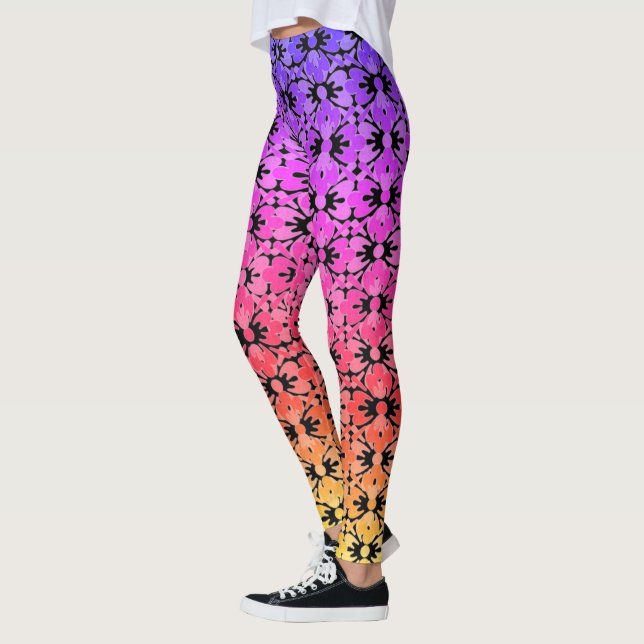 Regnbåge Flower Power Leggings (Vänster)