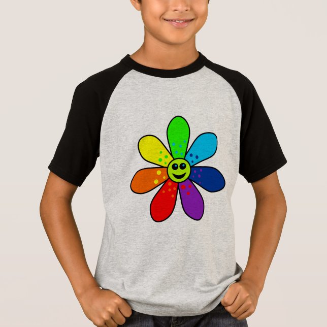 Regnbåge Flower T-Shirt (barn) (Framsida)