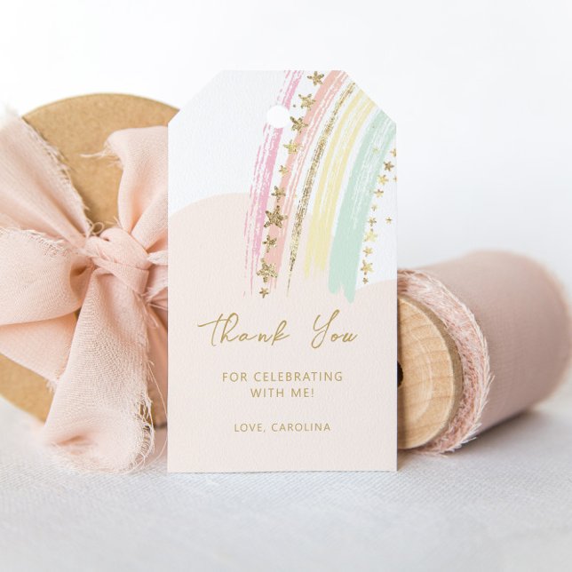 Regnbåge Födelsedag Moln Nio Presentetikett (Skapare uppladdad)