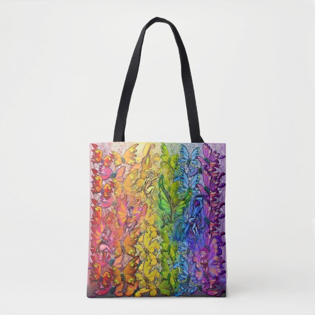 Regnbåge för Butterflies och Älvors Tote Bag Tygkasse (Framsida)