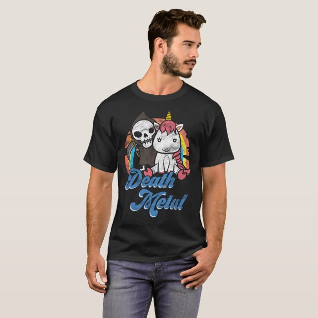 Regnbåge för dödmetallUnicorn T Shirt (Hel framsida)