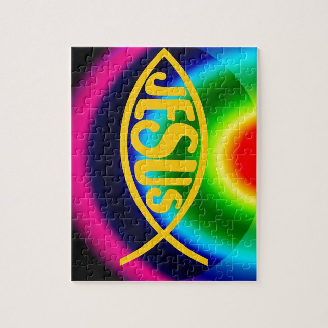 REGNBÅGE FÖR KRISTUS FÖR JESUS FISK ICHTHYS PUSSEL (Vertikal)