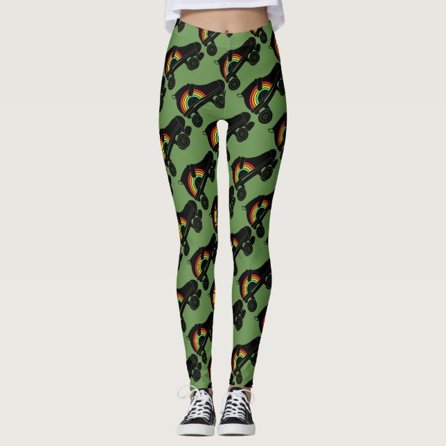 regnbåge för kvadratrullskridsko leggings (Framsida)