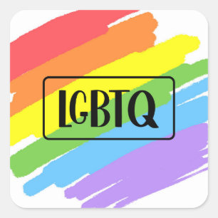 Regnbåge för LGBTQ Brushstrokes Fyrkantigt Klistermärke