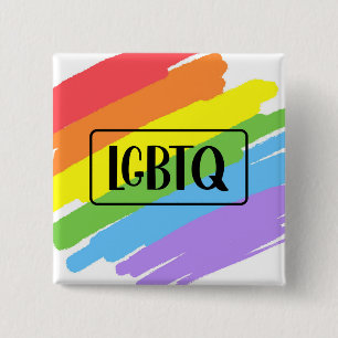 Regnbåge för LGBTQ Brushstrokes Knapp