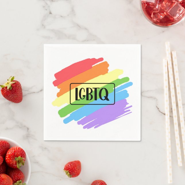 Regnbåge för LGBTQ Brushstrokes Pappersservett (Insitu)