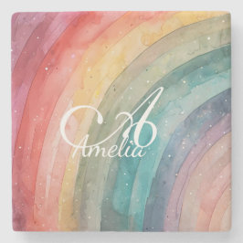 Regnbåge för Personlig av färgen Cute Watercolor Stenunderlägg