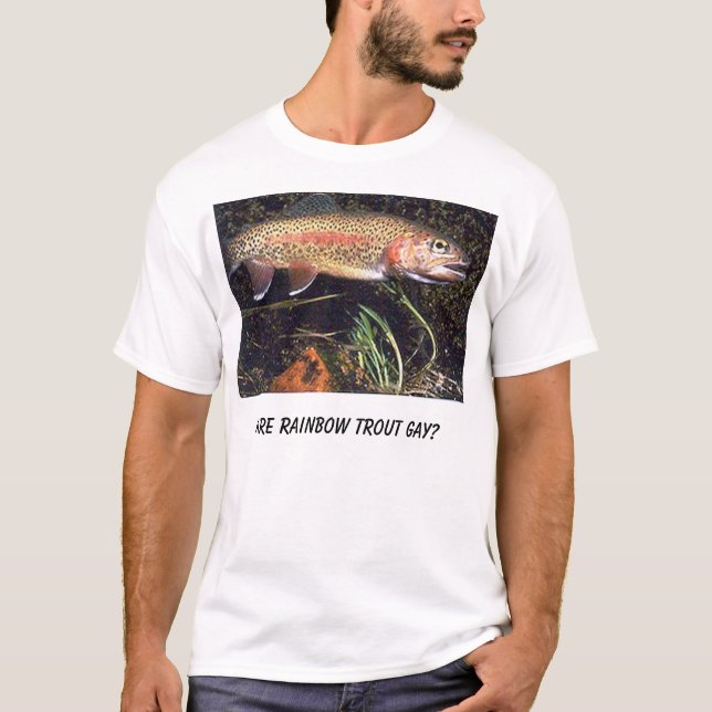 regnbåge-forellen är regnbågeforellbögen? tee (Framsida)