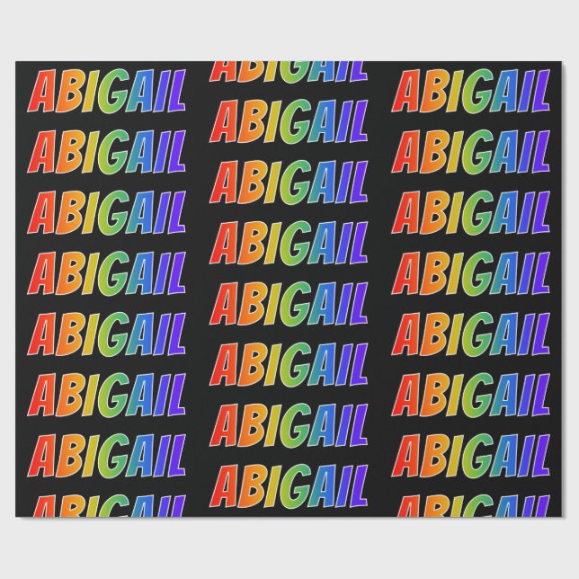 Regnbåge Förnamn "ABIGAIL"; Rolig & färgrik Presentpapper (Platt)