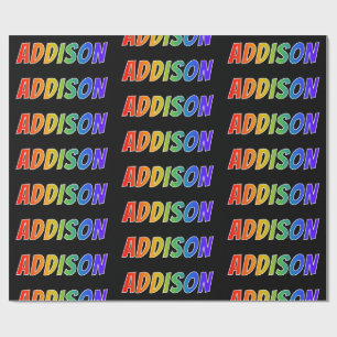 Regnbåge Förnamn "ADDISON"; Roligt & färgglatt Presentpapper