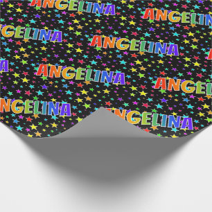 Regnbåge Förnamn "ANGELINA" + Stjärnor Presentpapper