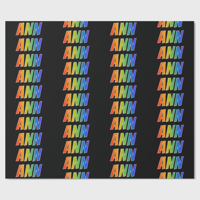 Regnbåge Förnamn "ANN"; Roligt & färgglatt Presentpapper (Platt)