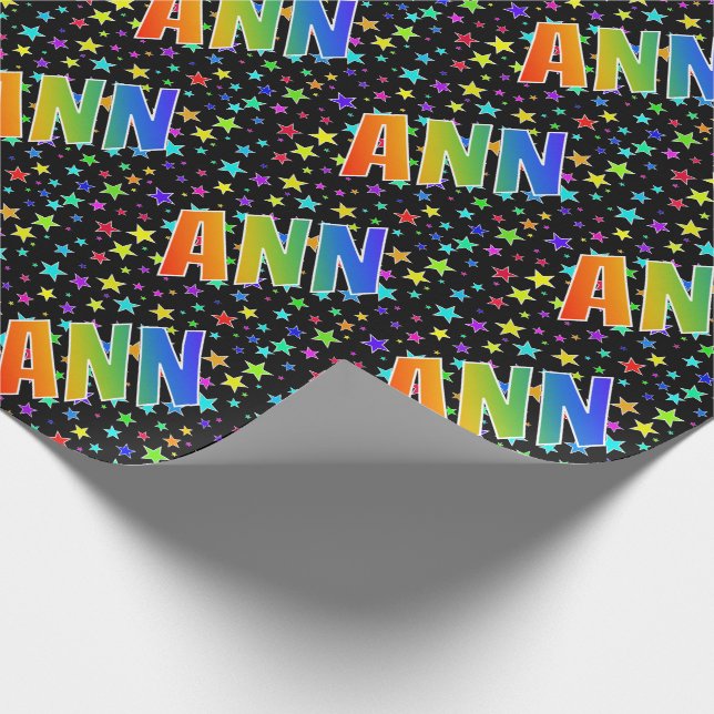 Regnbåge Förnamn "ANN" + Stjärnor Presentpapper (Hörn)