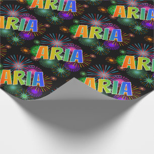 Regnbåge Förnamn "ARIA" + Fyrverkerier Presentpapper