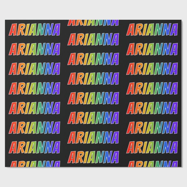 Regnbåge Förnamn "ARIANNA"; Roligt & färgglatt Presentpapper (Platt)