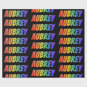 Regnbåge Förnamn "AUBREY"; Kul & färgglad Presentpapper