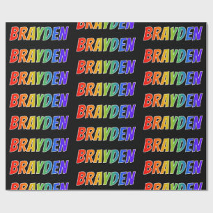 Regnbåge Förnamn "BRAYDEN"; Roligt & Färgglatt Presentpapper