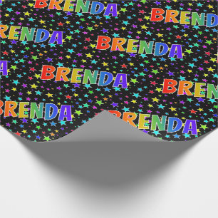 Regnbåge Förnamn "BRENDA" + Stjärnor Presentpapper