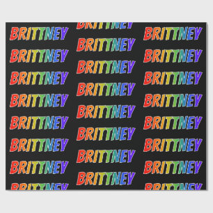Regnbåge Förnamn "BRITTNEY"; Roligt & färgglatt Presentpapper
