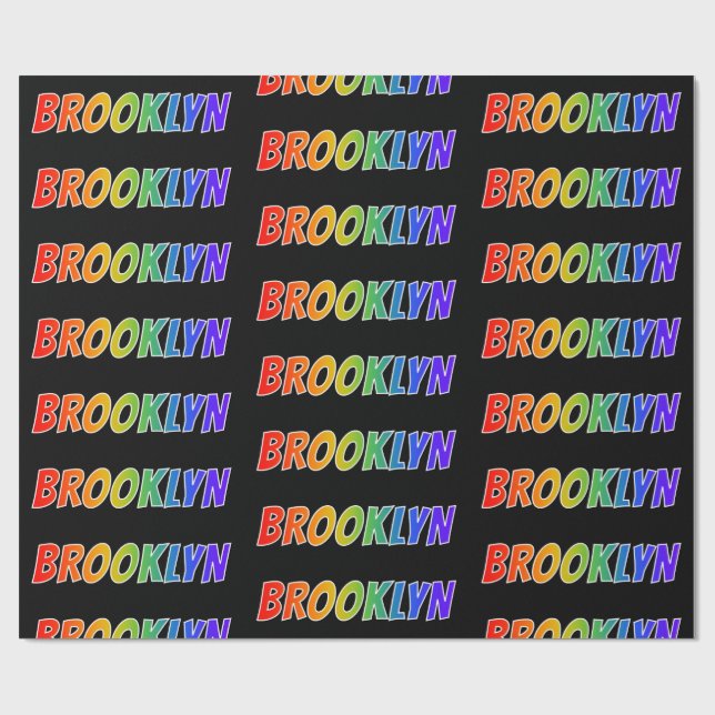 Regnbåge Förnamn "BROOKLYN"; Roligt & färgglatt Presentpapper (Platt)