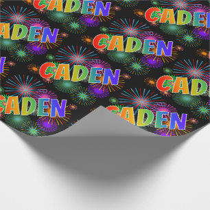 Regnbåge Förnamn "CADEN" + Fyrverkerier Presentpapper
