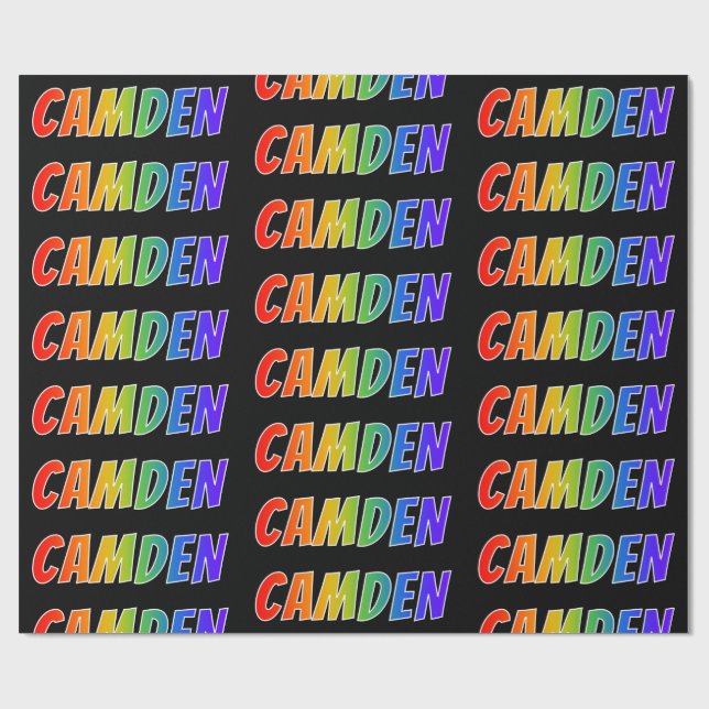 Regnbåge Förnamn "CAMDEN"; Roligt & färgglatt Presentpapper (Platt)