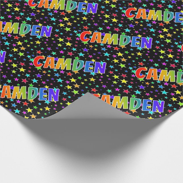 Regnbåge Förnamn "CAMDEN" + Stjärnor Presentpapper (Hörn)