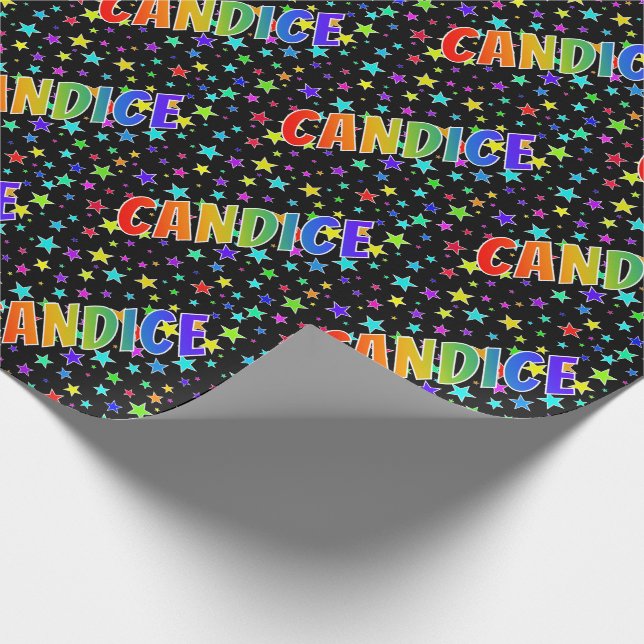Regnbåge Förnamn "CANDICE" + Stjärnor Presentpapper (Hörn)