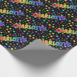 Regnbåge Förnamn "CHARLOTTE" + Stjärnor Presentpapper