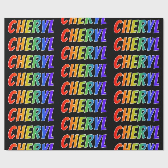 Regnbåge Förnamn "CHERYL"; Roligt & färgglatt Presentpapper (Platt)