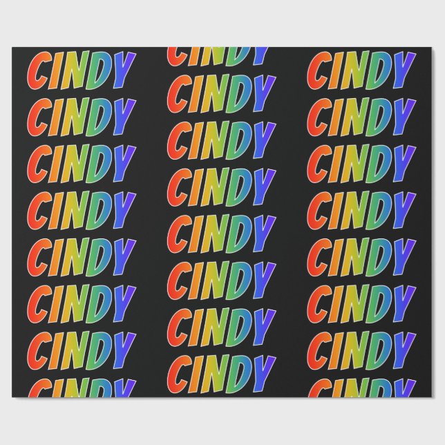 Regnbåge Förnamn "CINDY"; Roligt & färgglatt Presentpapper (Platt)