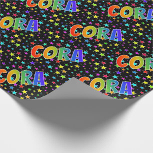 Regnbåge Förnamn "CORA" + Stjärnor Presentpapper