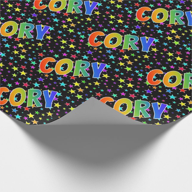 Regnbåge Förnamn "CORY" + Stjärnor Presentpapper (Hörn)