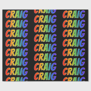 Regnbåge Förnamn "CRAIG"; Roligt & färgglatt Presentpapper