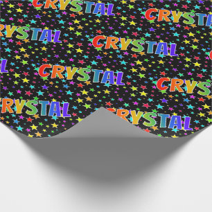 Regnbåge Förnamn "CRYSTAL" + Stjärnor Presentpapper