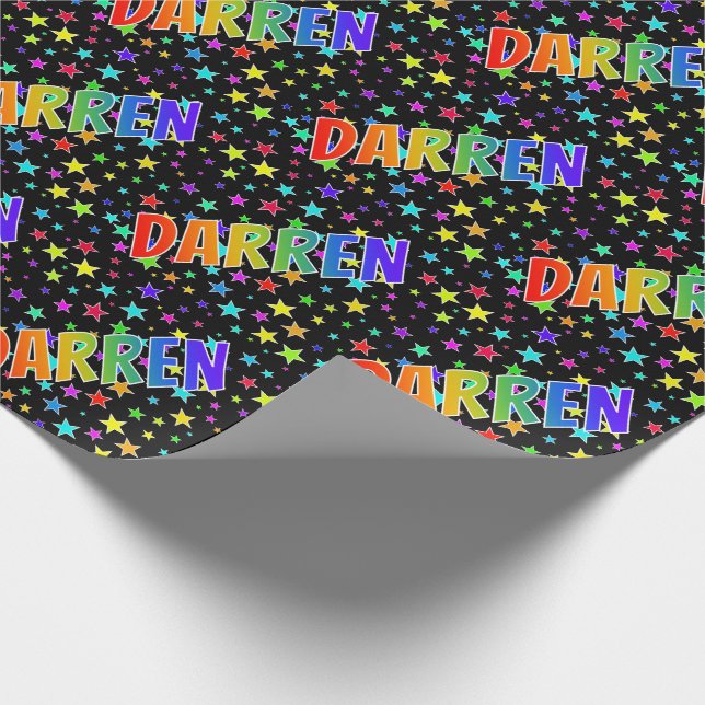 Regnbåge Förnamn "DARREN" + Stjärnor Presentpapper (Hörn)