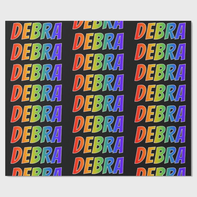Regnbåge Förnamn "DEBRA"; Roligt & färgglatt Presentpapper (Platt)