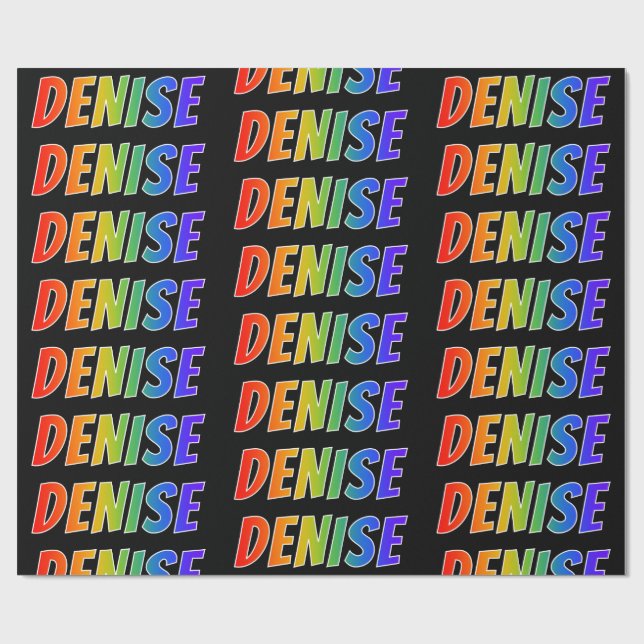 Regnbåge Förnamn "DENISE"; Roligt & färgglatt Presentpapper (Platt)