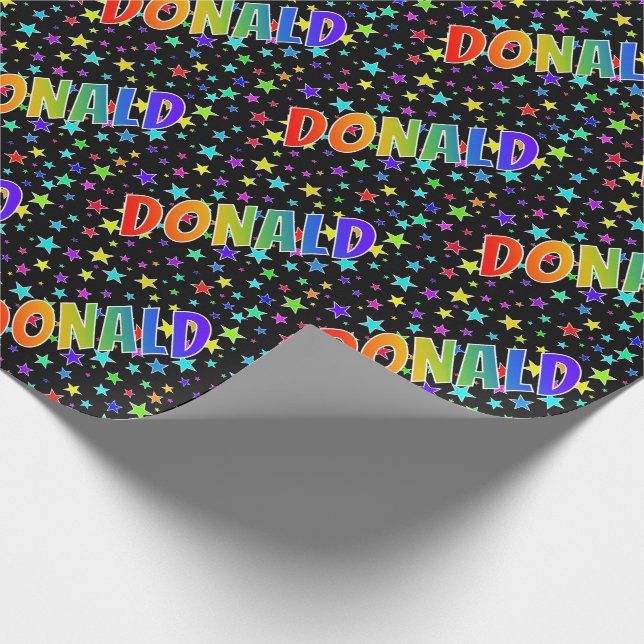 Regnbåge Förnamn "DONALD" + Stjärnor Presentpapper (Hörn)