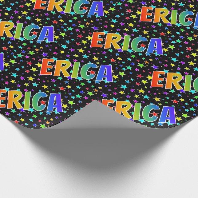 Regnbåge Förnamn "ERICA" + Stjärnor Presentpapper (Hörn)