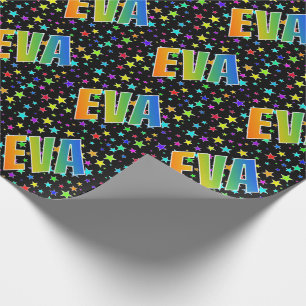 Regnbåge Förnamn "EVA" + Stjärnor Presentpapper
