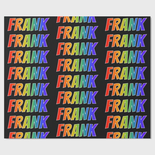 Regnbåge Förnamn "FRANK"; Rolig & färgrik Presentpapper (Platt)